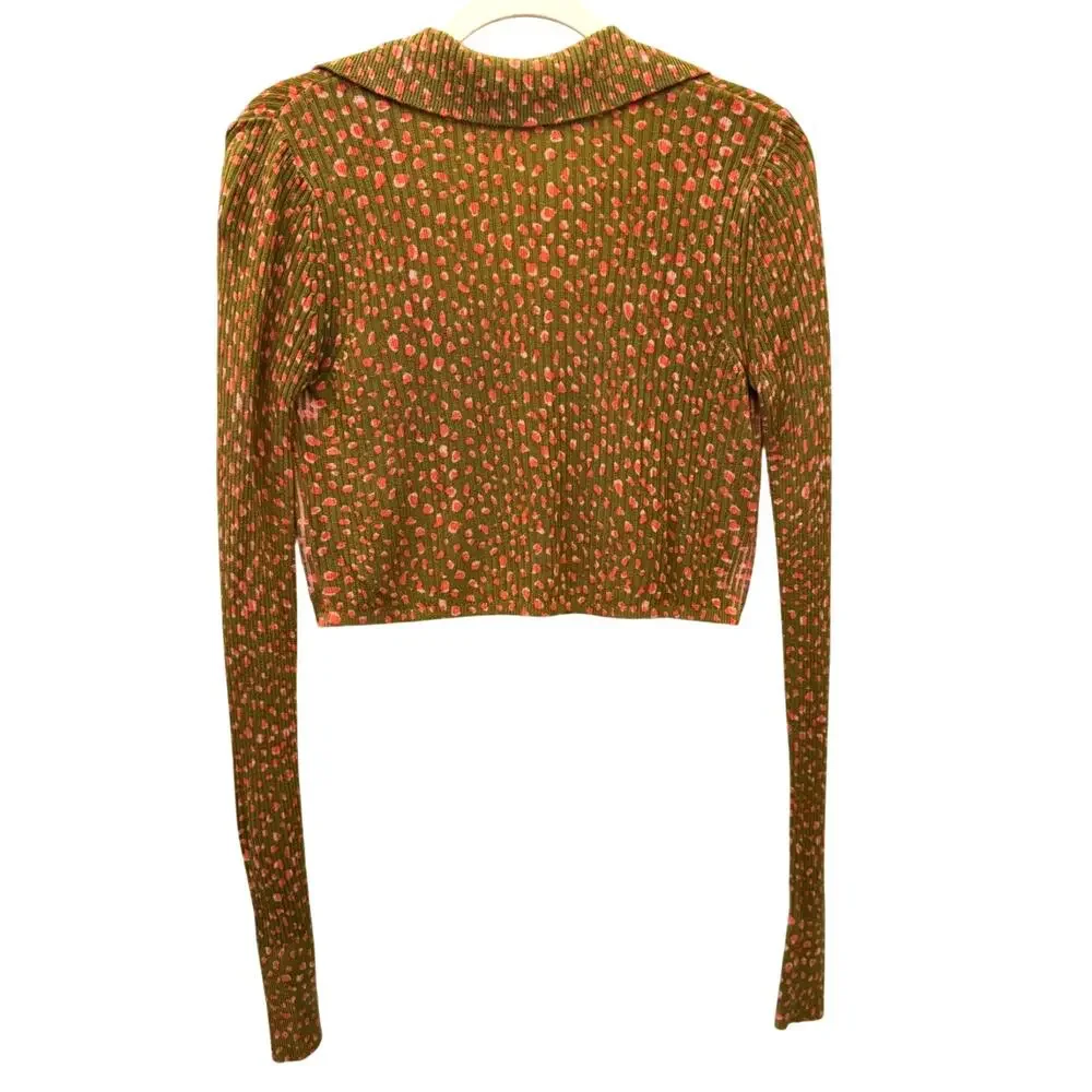 Free People Cherie‎ Moss Printed Cropped Knit Top